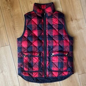 J. Crew Women’s Red and Black Plaid Vest